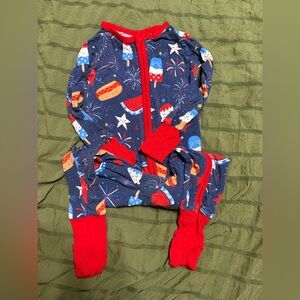 Little Sleepies Fireworks Print Onesie with Red Trim